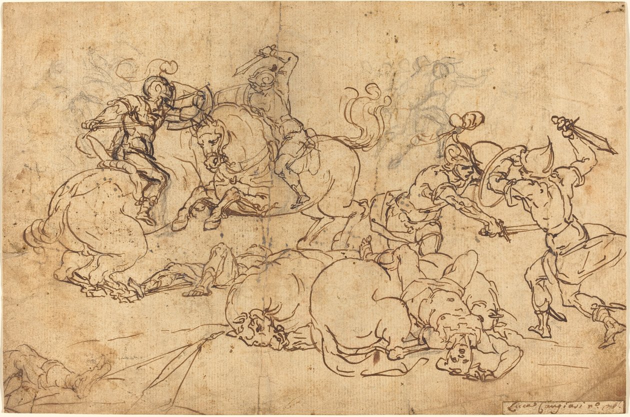 Soldados lutando de Giovanni Andrea Ansaldo