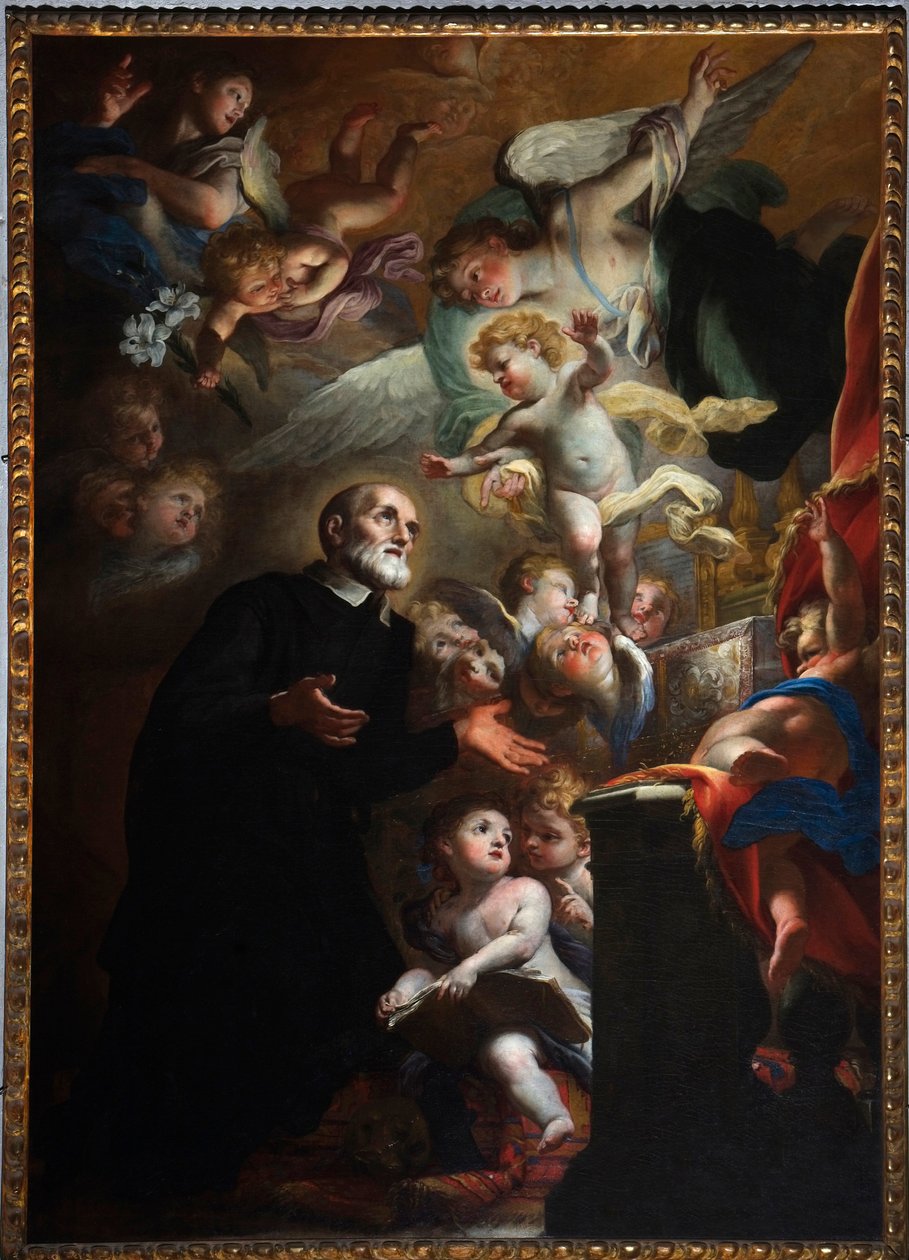 Aparição da Criança a San Filippo Neri. 1687 (óleo sobre tela) de Giovanni Andrea Carlone