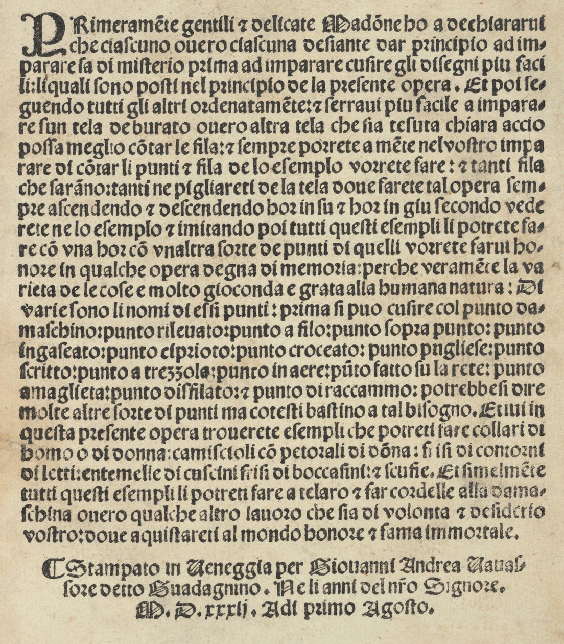 Espécime de Lauori ..., página 14 verso, 1 de agosto de 1532 de Giovanni Andrea Vavassore