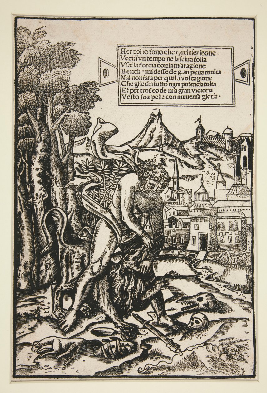 Hércules e o Leão da Nemeia de Giovanni Andrea Vavassore