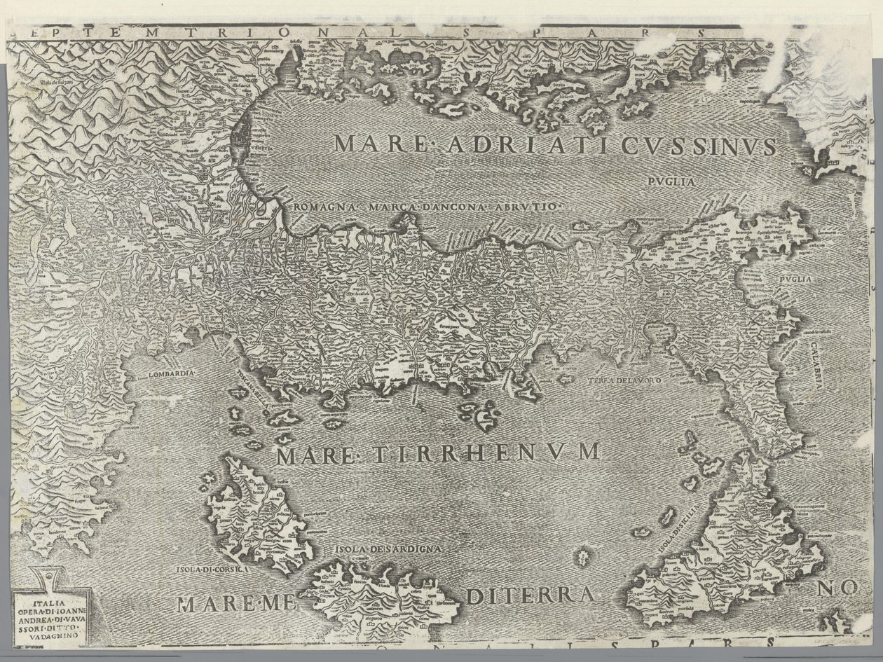 Mapa de Itália de Giovanni Andrea Vavassore