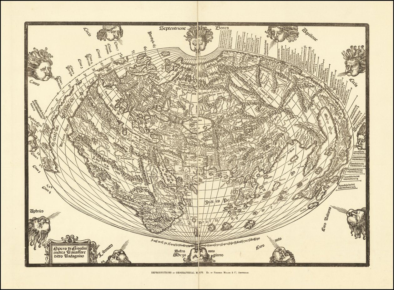Mapa do mundo de 1540 de Giovanni Andrea Vavassore de Giovanni Andrea Vavassori