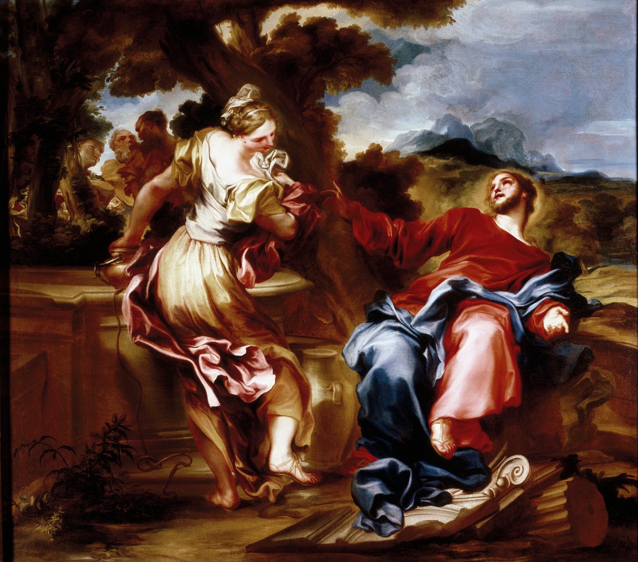 Cristo e Samaritano. Pintura de Giovanni Andrea de 