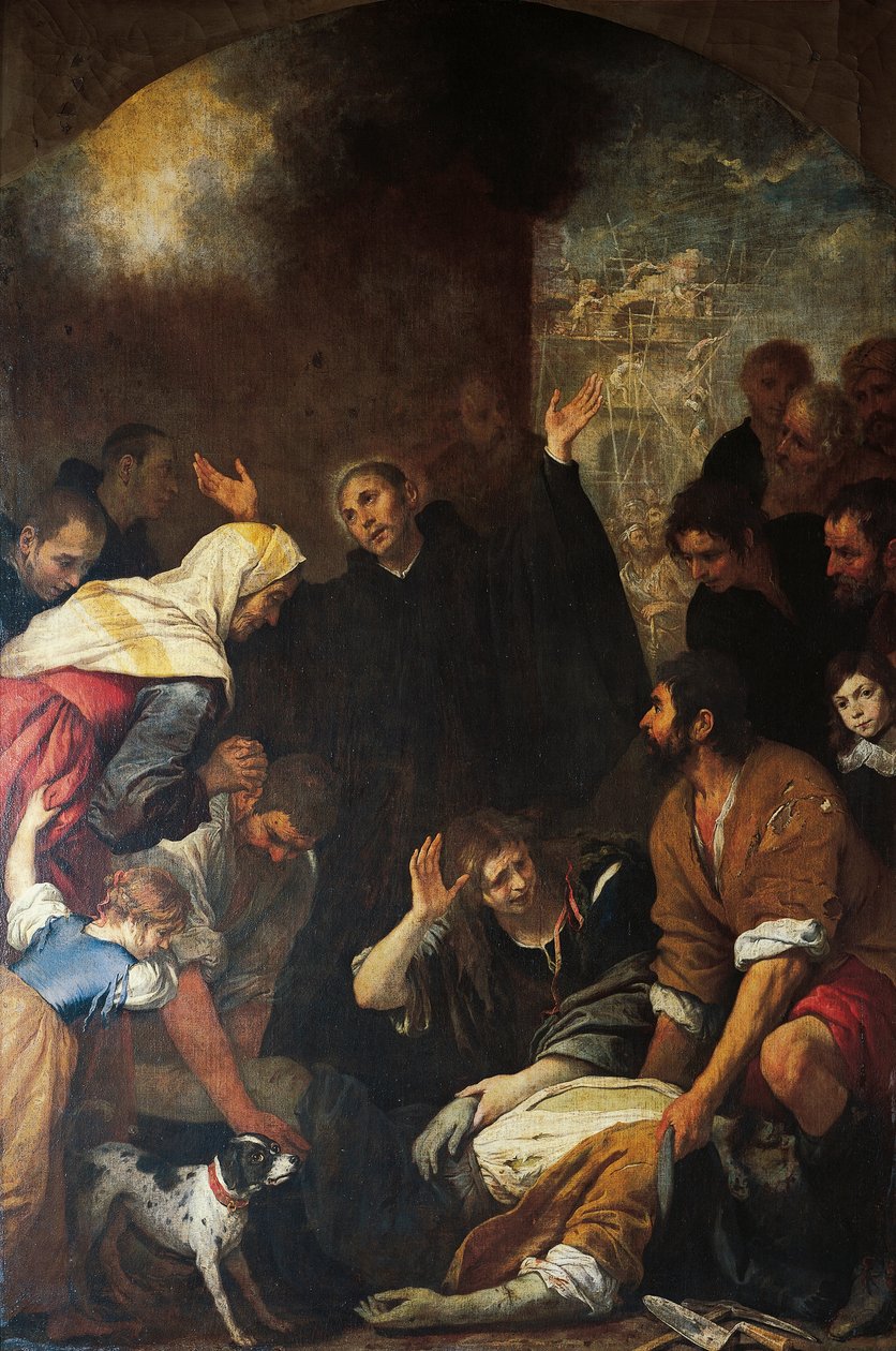Santo Inácio ressuscitando o pedreiro, de Giovanni Andrea de Ferrari (1598-1669) de Giovanni Andrea di Ferrari