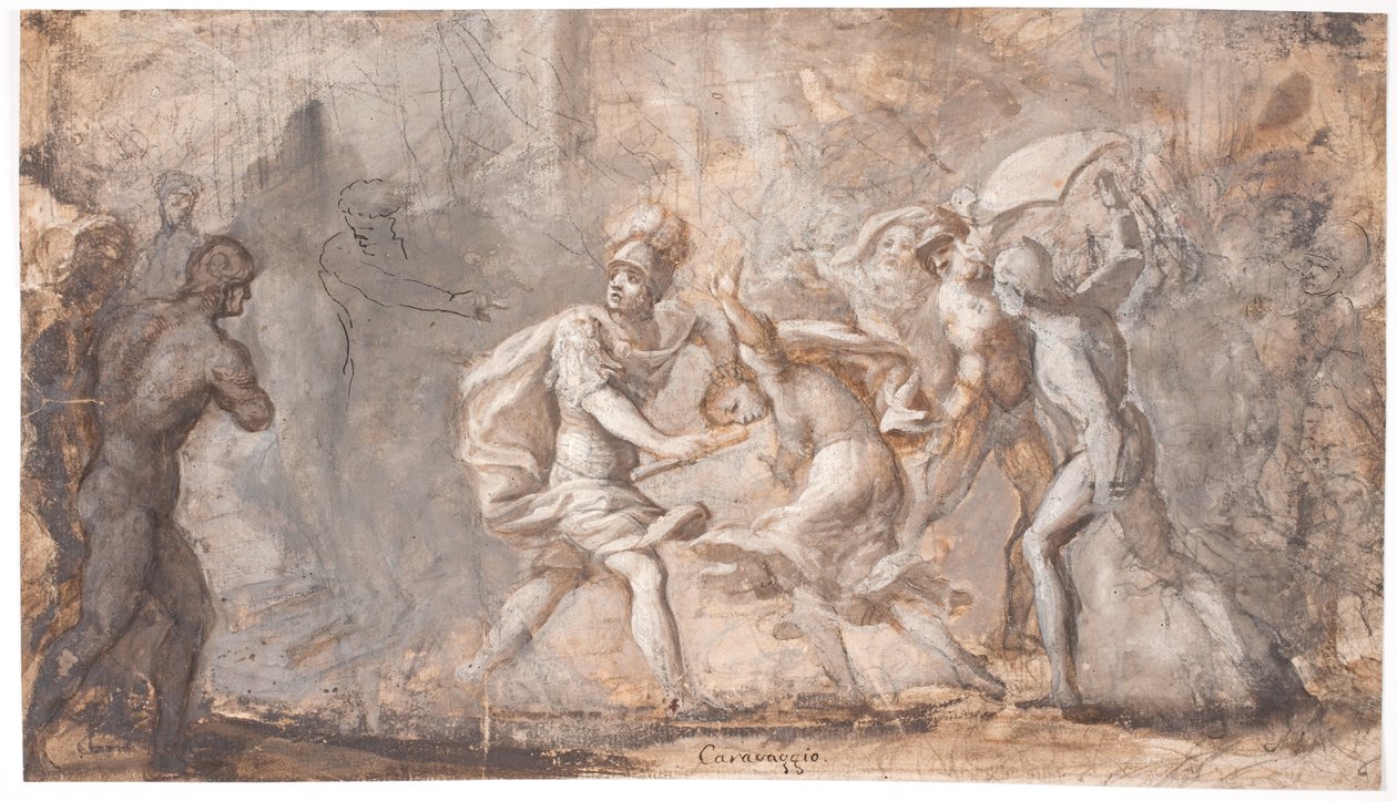 Tarpeia sendo esmagado sob os escudos dos sabinos de Giovanni Angelo Canini