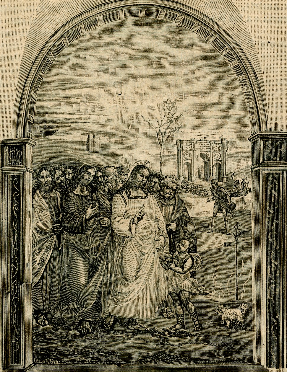 Multiplicação de pães e peixes, frescos por Sodoma (1477-1549), refeitório de Sant