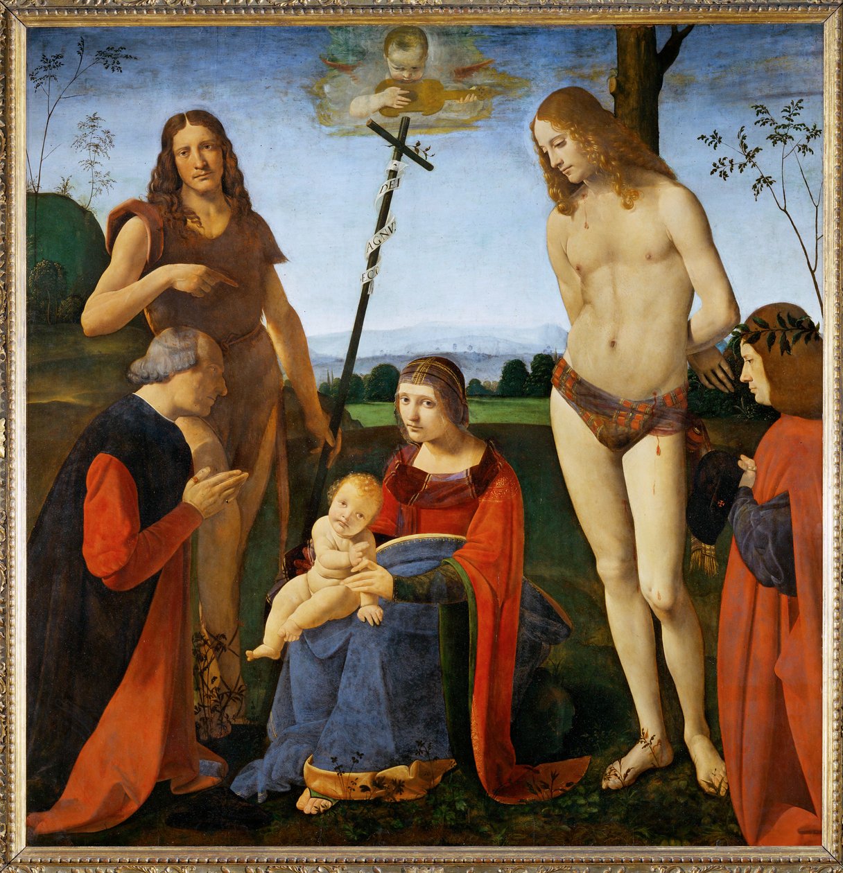 Madonna com os santos João Batista e Sebastião e dois doadores - Madonna a l
