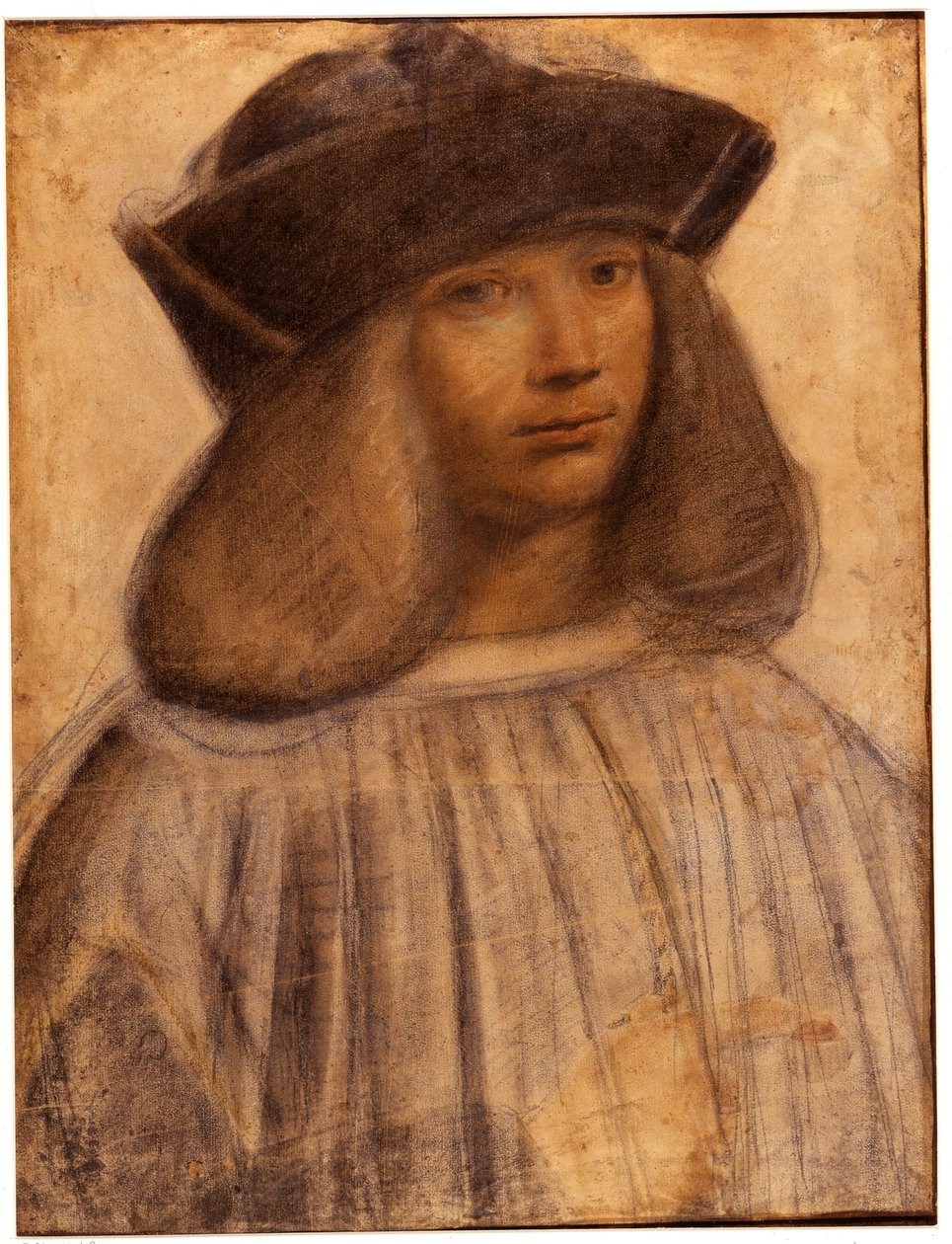 Retrato de Francesco Melzi (v. 1491- 1570) Pintor, aluno e acompanhante (amante) italiano de Leonard de Vinci (desenho) de Giovanni Antonio Boltraffio
