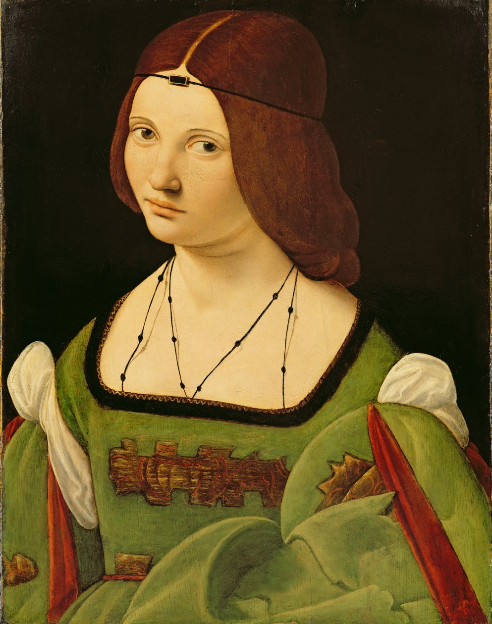 Retrato de uma senhora (antes da limpeza) (óleo no painel) (ver 130358) de Giovanni Antonio Boltraffio
