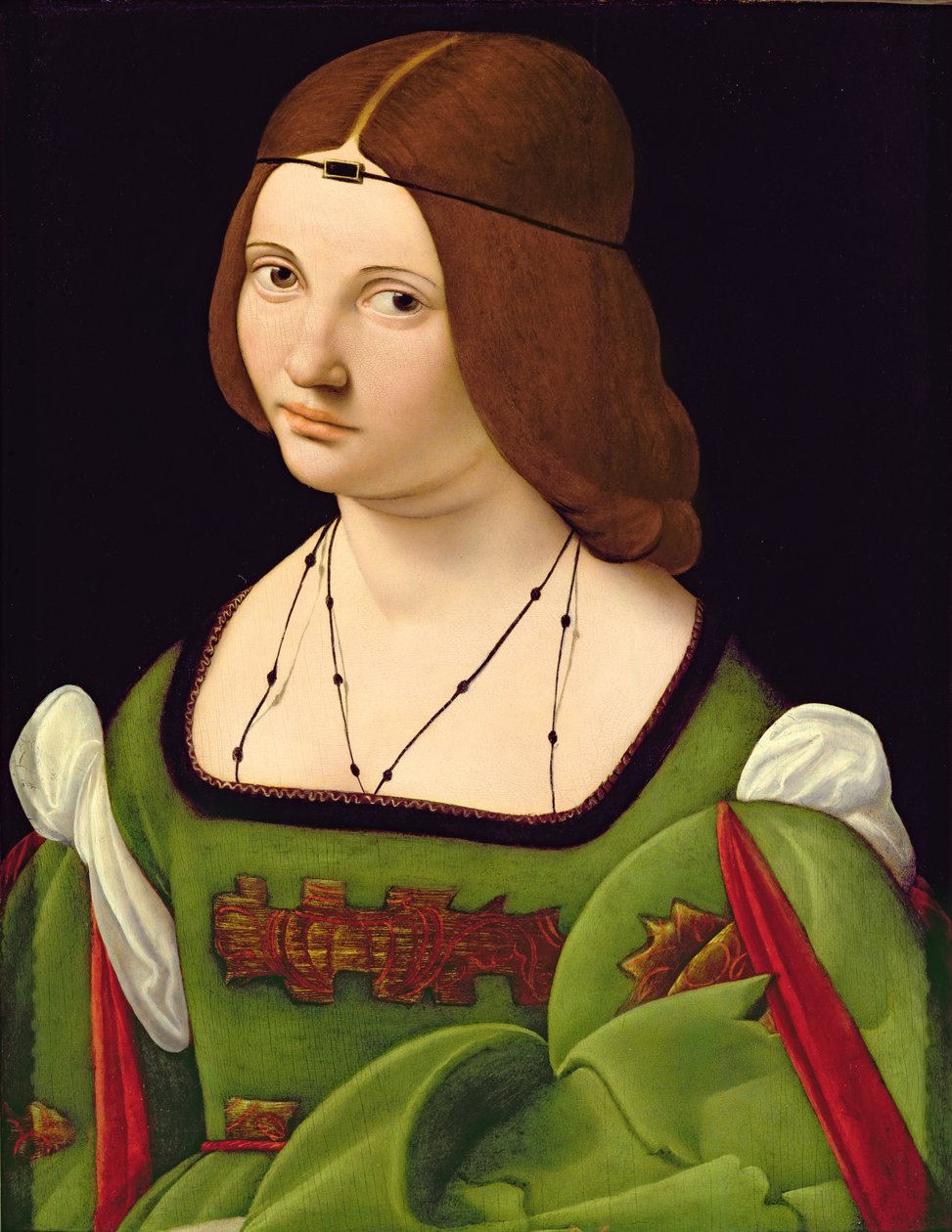 Retrato de uma senhora (ver 130357) (pós-restauração) de Giovanni Antonio Boltraffio
