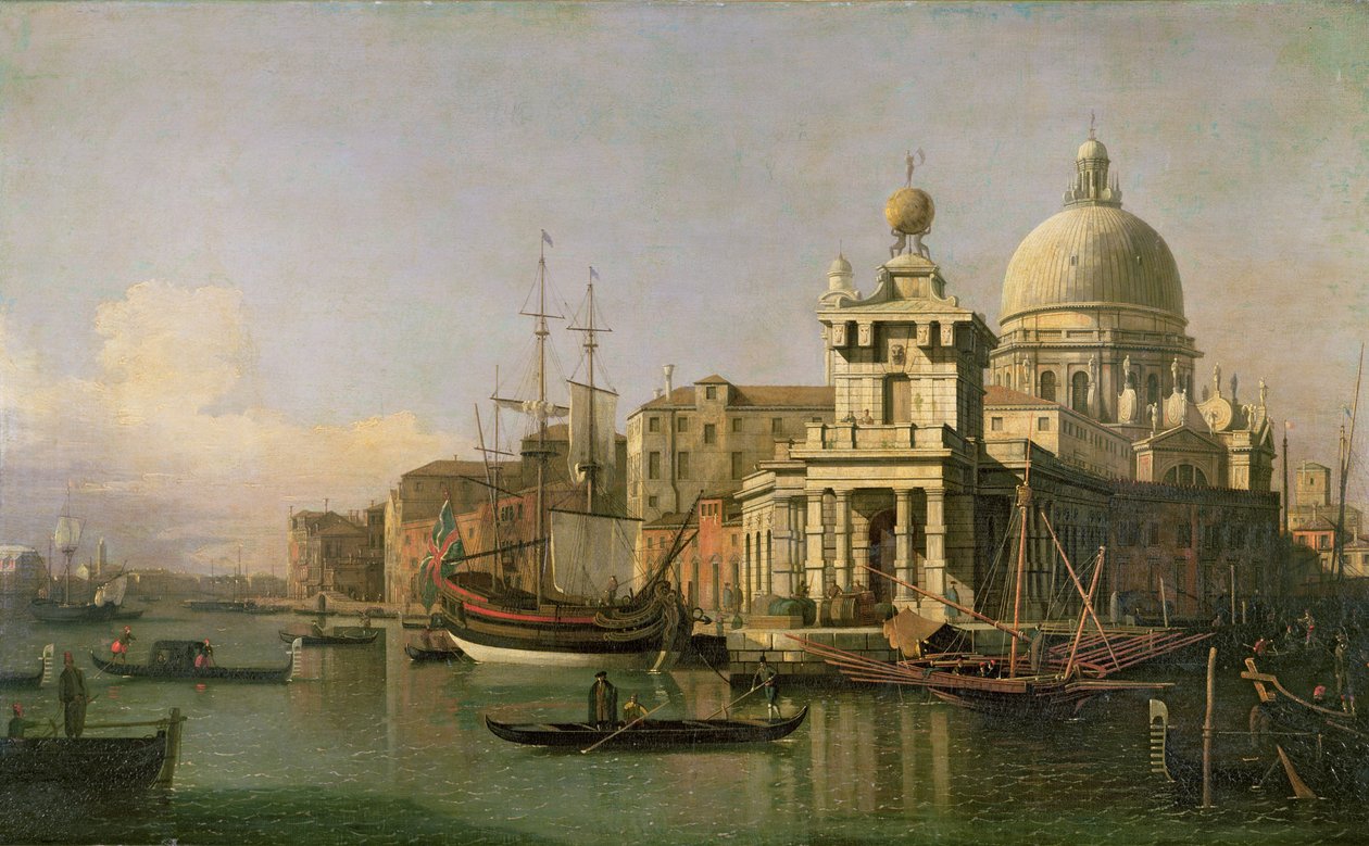 Uma visão da Dogana e Santa Maria della Salute de Giovanni Antonio Canal