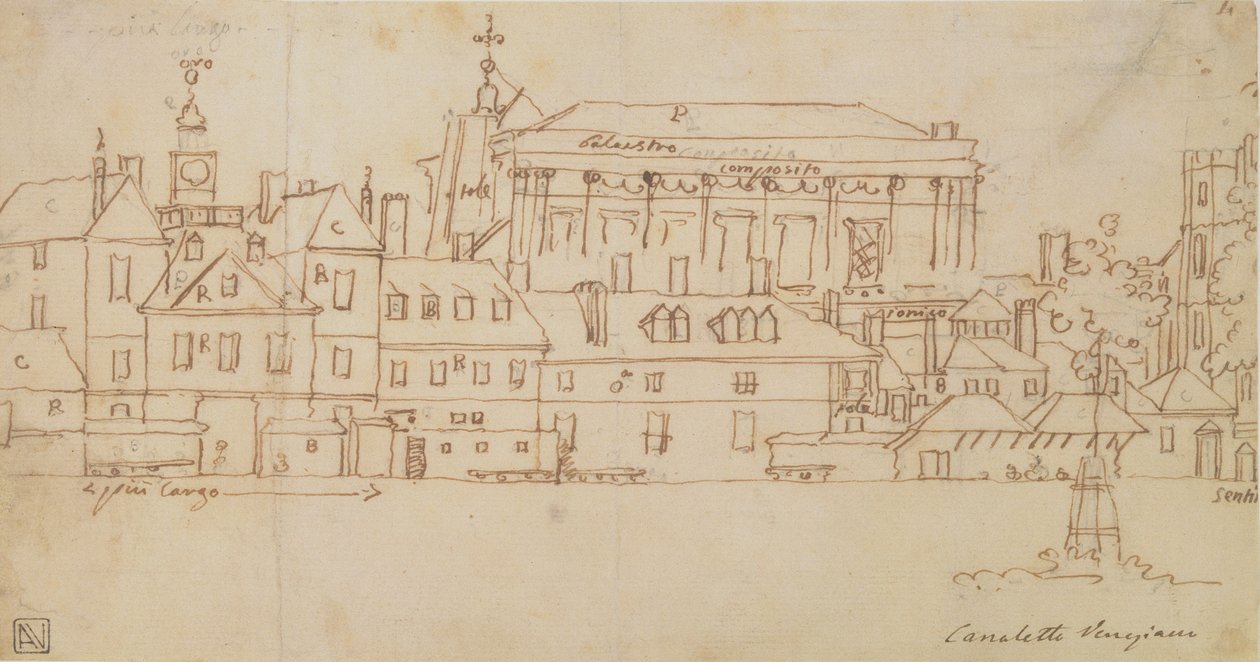 Horse Guards, London (caneta e tinta no papel) de Giovanni Antonio Canal
