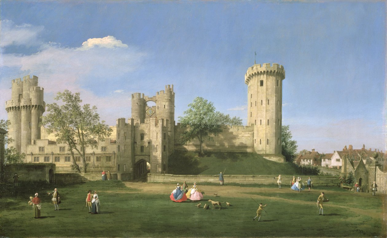 Castelo de Warwick, frente leste do pátio, 1752 de Giovanni Antonio Canal