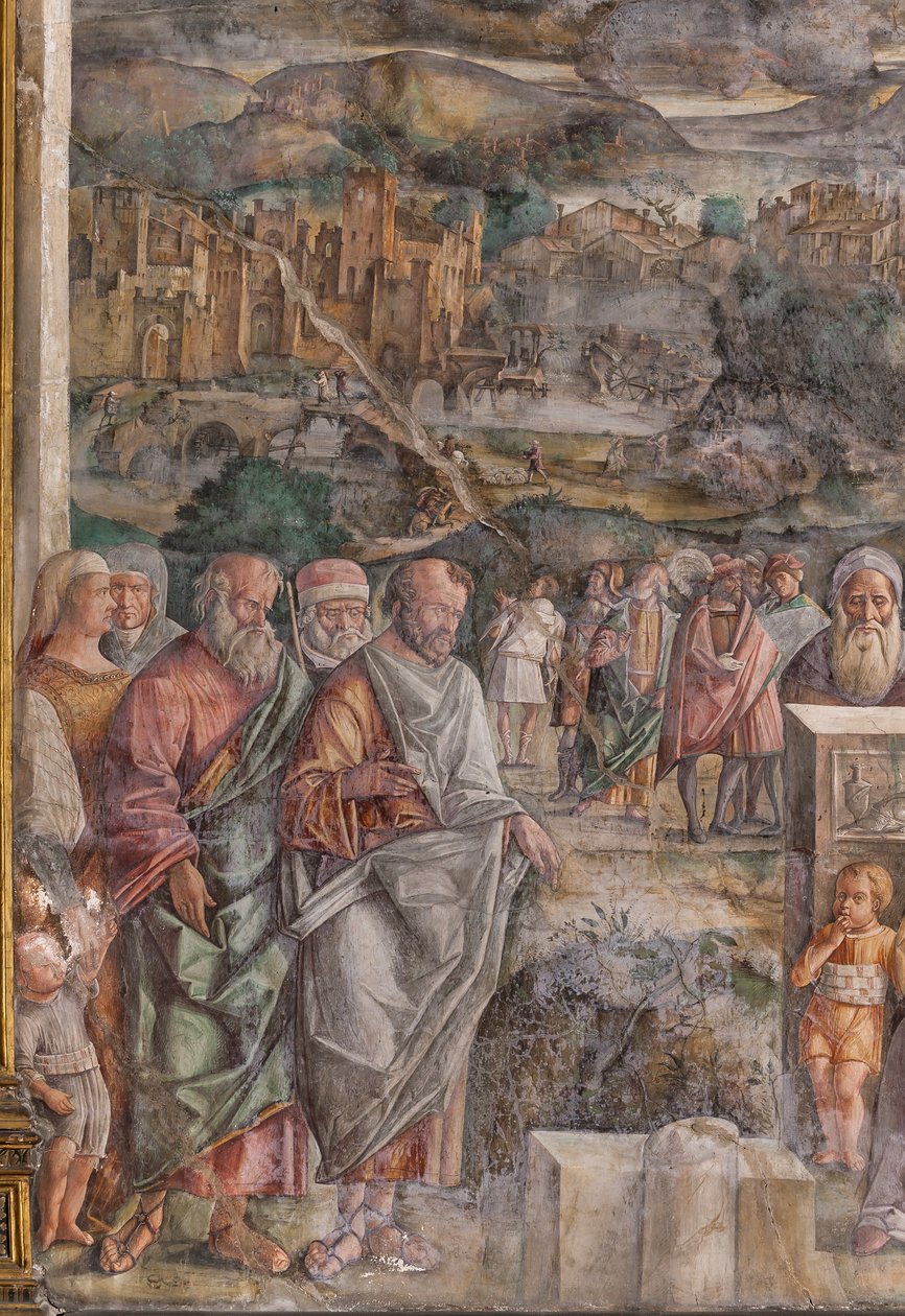 Santo António chega a Pádua, onde restaura a paz entre os cidadãos com a força e a doçura da sua pregação, Escola do Santo, pormenor de 2196876 de Giovanni Antonio Corona