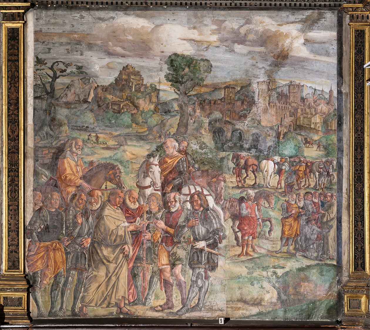 Santo Antônio enfrentando o tirano Ezzelino em Verona, Escola do Santo de Giovanni Antonio Corona