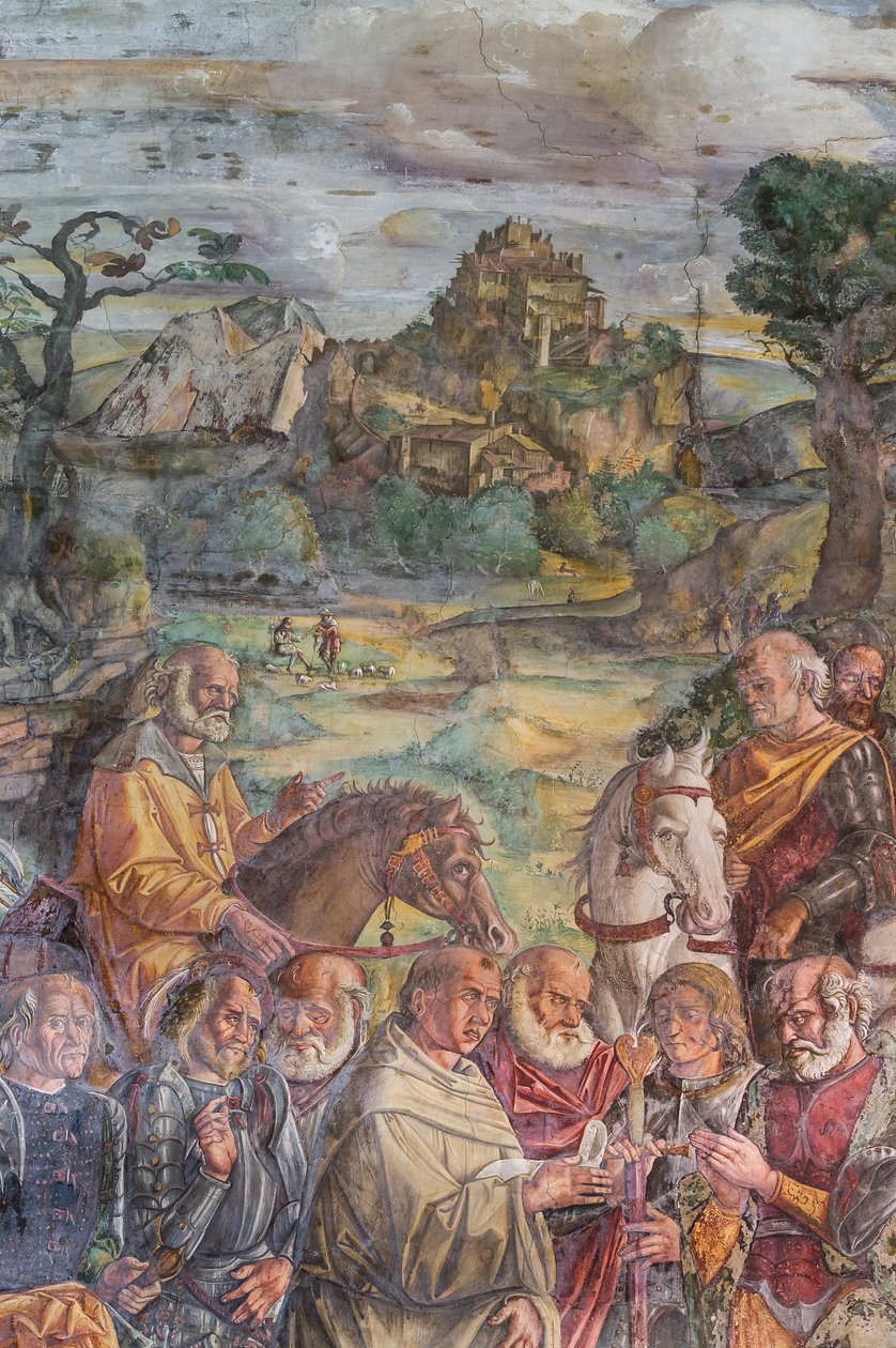 Santo Antônio enfrentando o tirano Ezzelino em Verona, detalhe de, Escola do Santo, detalhe de 2196790 de Giovanni Antonio Corona