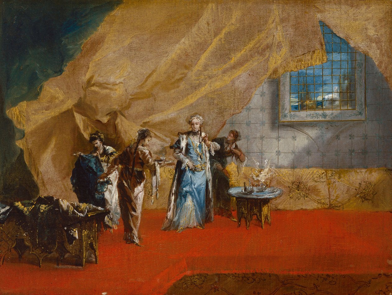 Uma Sultana tomando café no Harém de Giovanni Antonio Guardi