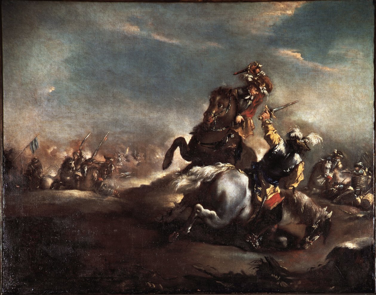 Duelo de Cavaleiros (Luta de cavaleiros) Pintura de Giovanni Antonio Guardi (1699-1760) Veneza Museo Correr de Giovanni Antonio Guardi