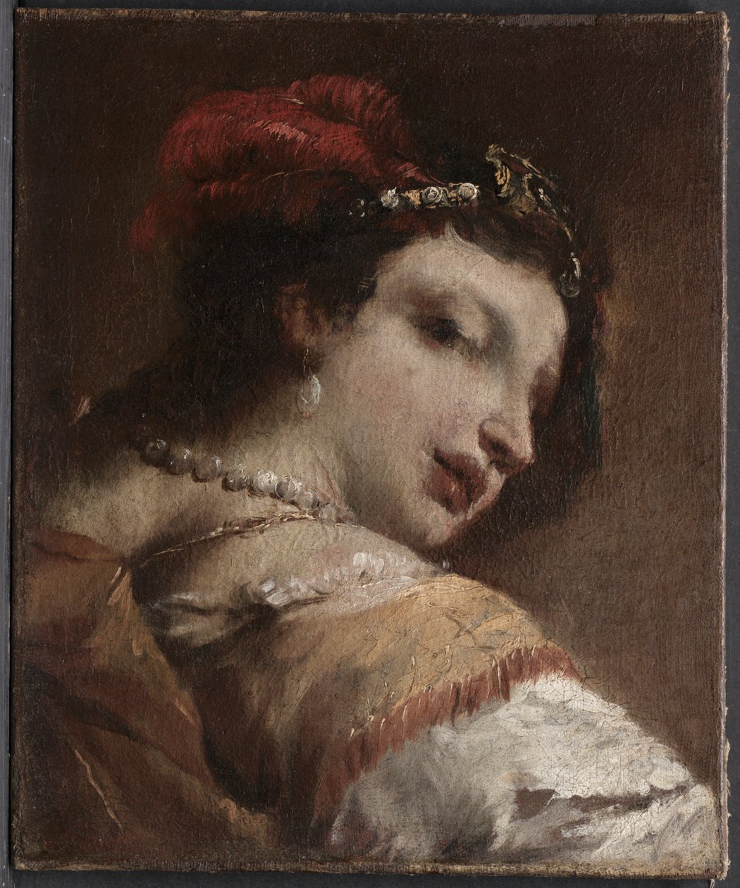 Cabeça de mulher, c.1739 (óleo sobre tela) de Giovanni Antonio Guardi