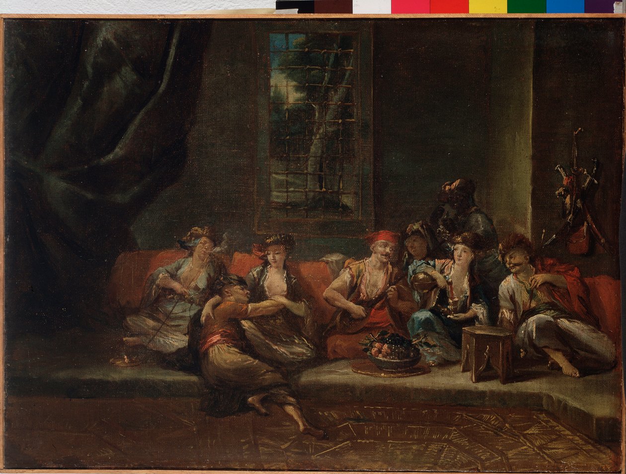 O harém, cena turca - óleo sobre tela de Giovanni Antonio Guardi