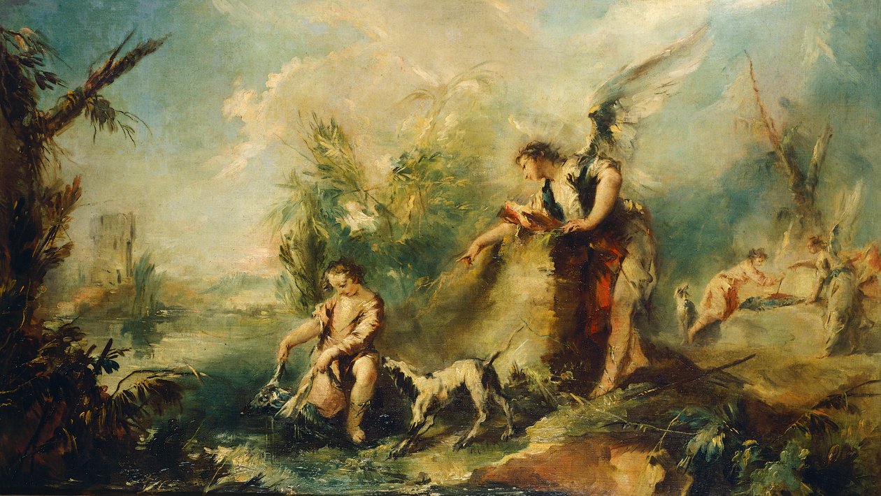 Tobias e Peixes, detalhe de Giovanni Antonio Guardi