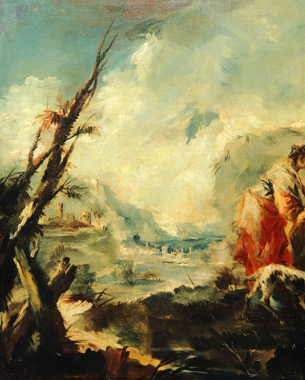 Tobias curando o seu pai por Giovanni Antonio Guardi (1699-1760), detalhe, Igreja do Arcanjo Rafael, Veneza de Giovanni Antonio Guardi