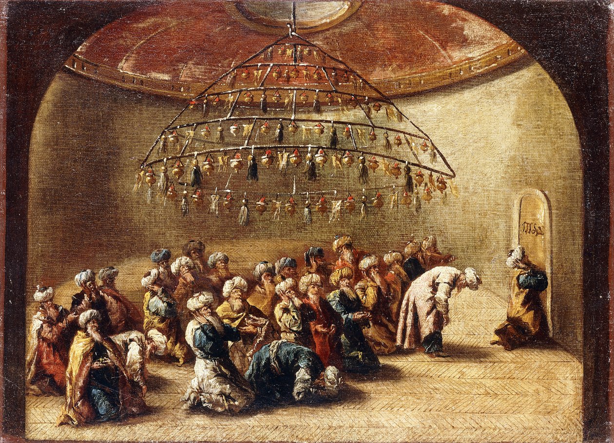 Turcos em oração em uma mesquita, de Giovanni Antonio Guardi