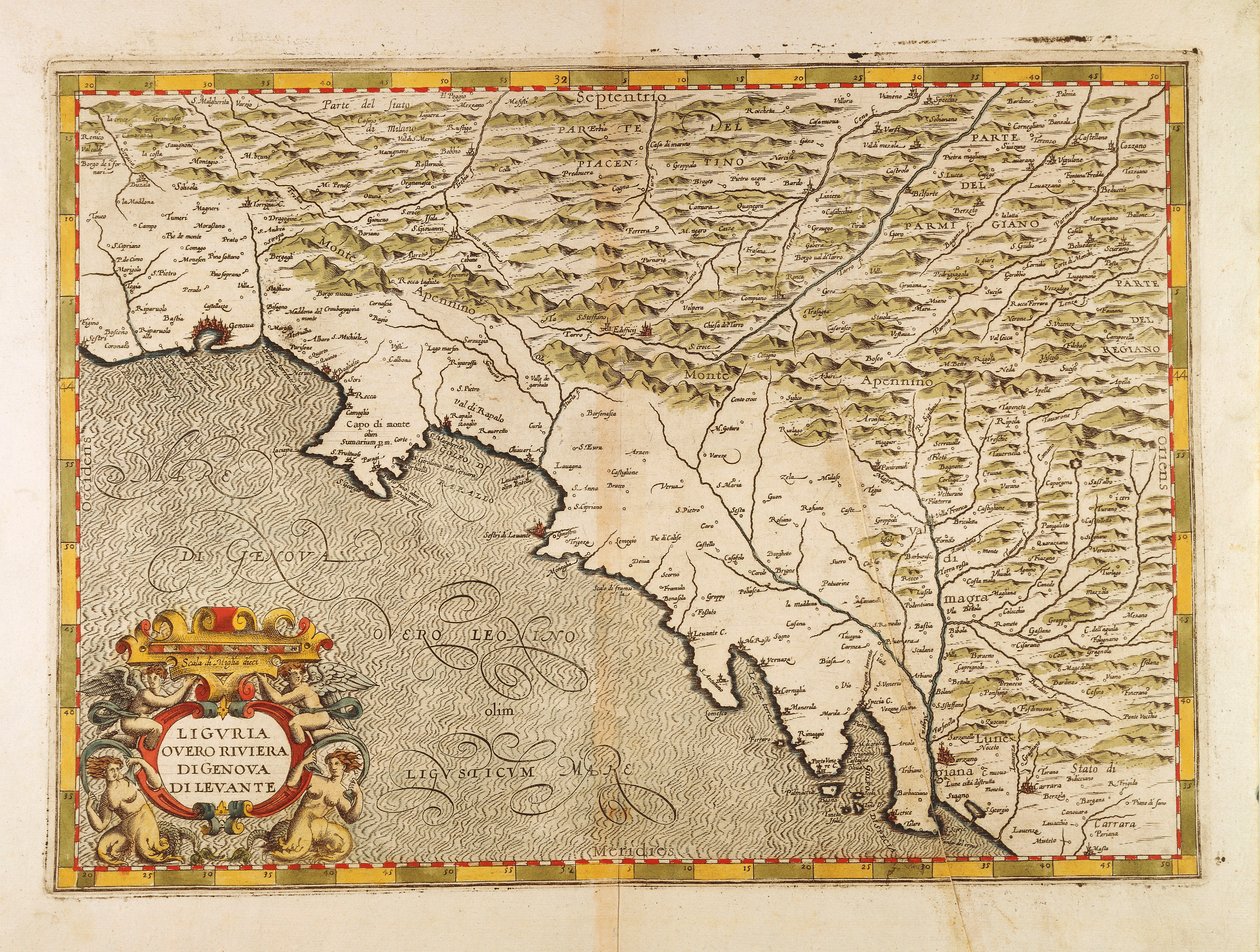 Região da Ligúria Oriental, do Atlas da Itália por Giovanni Antonio Magini, gravura em cobre de Giovanni Antonio Magini