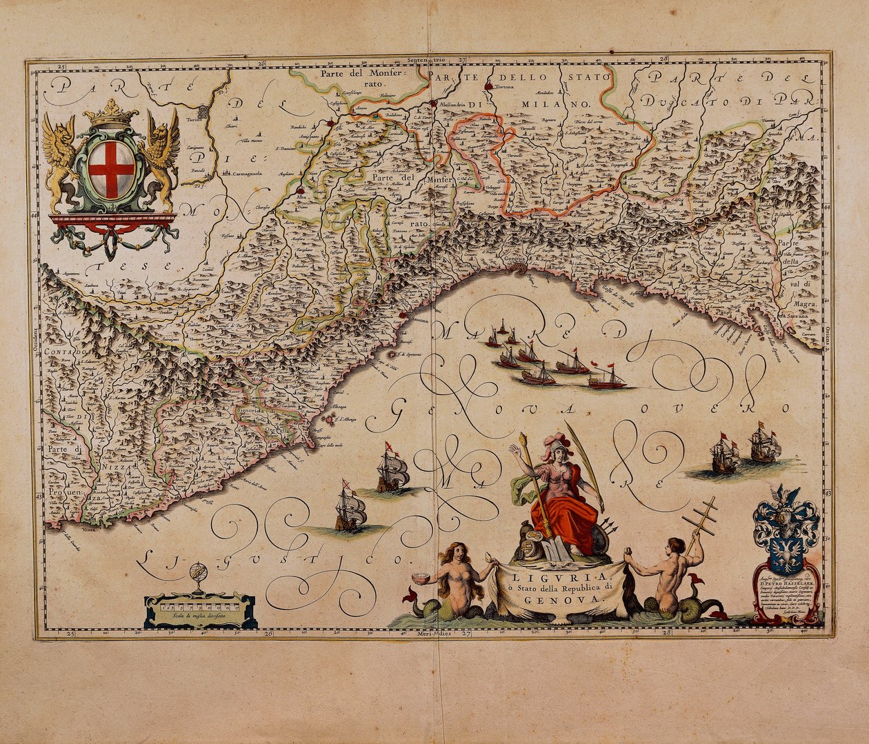 Mapa da Região da Ligúria, de Giovanni Antonio Magini de Giovanni Antonio Magini