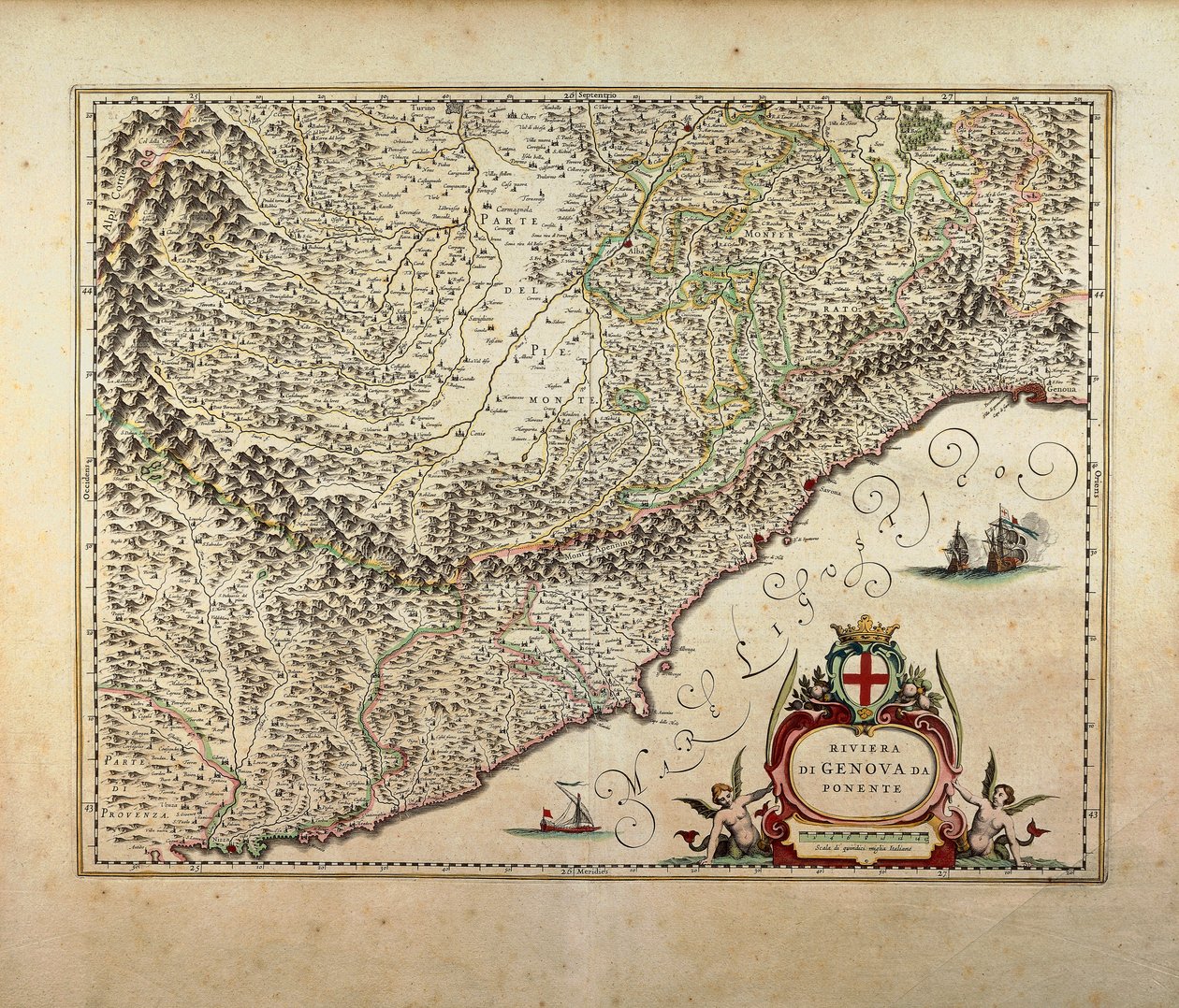 Mapa da região da Ligúria Ocidental, de Giovanni Antonio Magini de Giovanni Antonio Magini