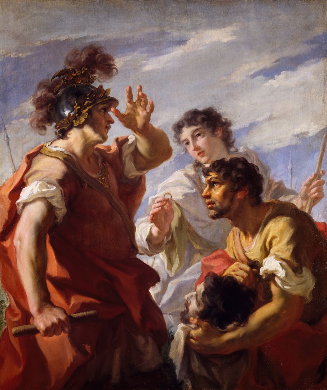 César Antes de Alexandria, 1724-25. de Giovanni Antonio Pellegrini