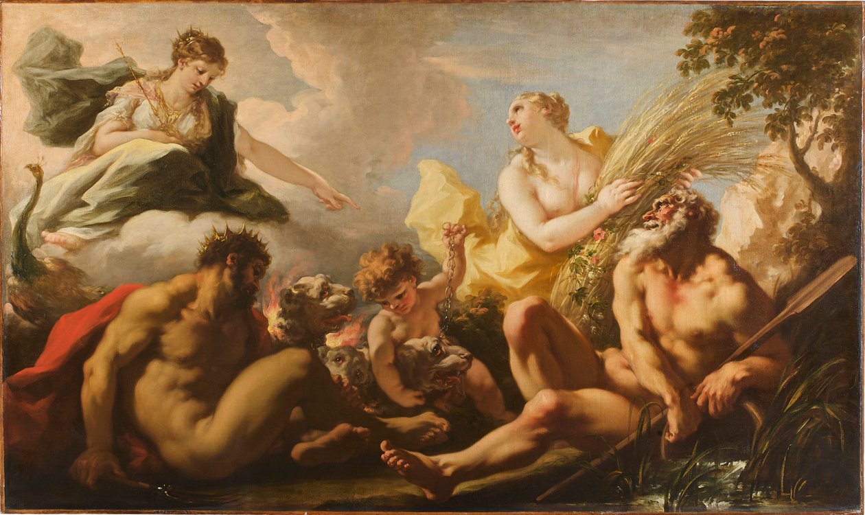 Os quatro elementos da fabricação de cerveja, 1717. de Giovanni Antonio Pellegrini