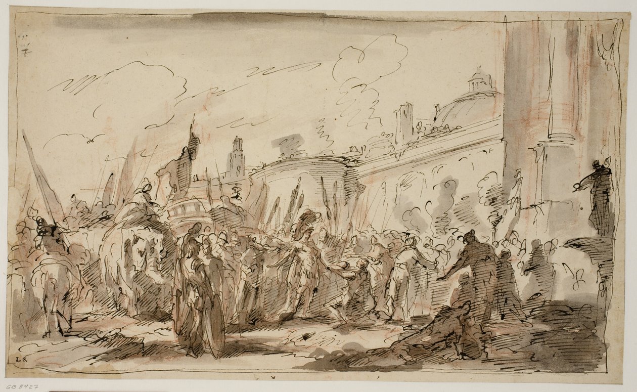 A cabeça de Pompeu apresentada a César de Giovanni Antonio Pellegrini