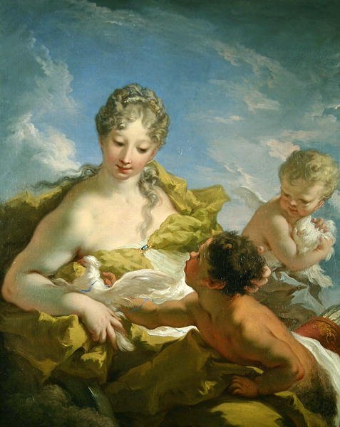 Vénus e Cupido (óleo sobre tela) de Giovanni Antonio Pellegrini