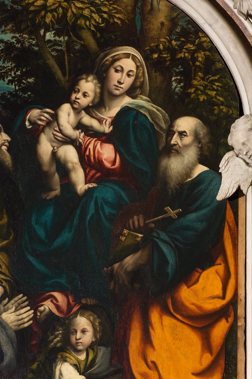 Altar de Santa Catarina, Nossa Senhora e Criança entre os Santos Filipe e Tiago e o doador Giacomo Schizzi, Il Pordenone 1522, Detalhe de Giovanni Antonio Pordenone