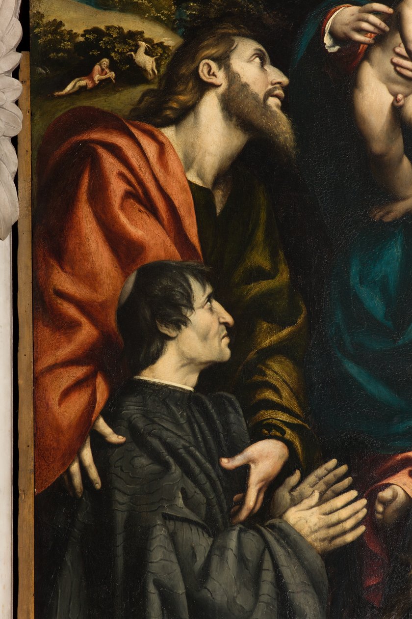 Altar de Santa Catarina, Nossa Senhora e Criança entre os Santos Filipe e Tiago e o doador Giacomo Schizzi, Il Pordenone 1522, Detalhe de Giovanni Antonio Pordenone