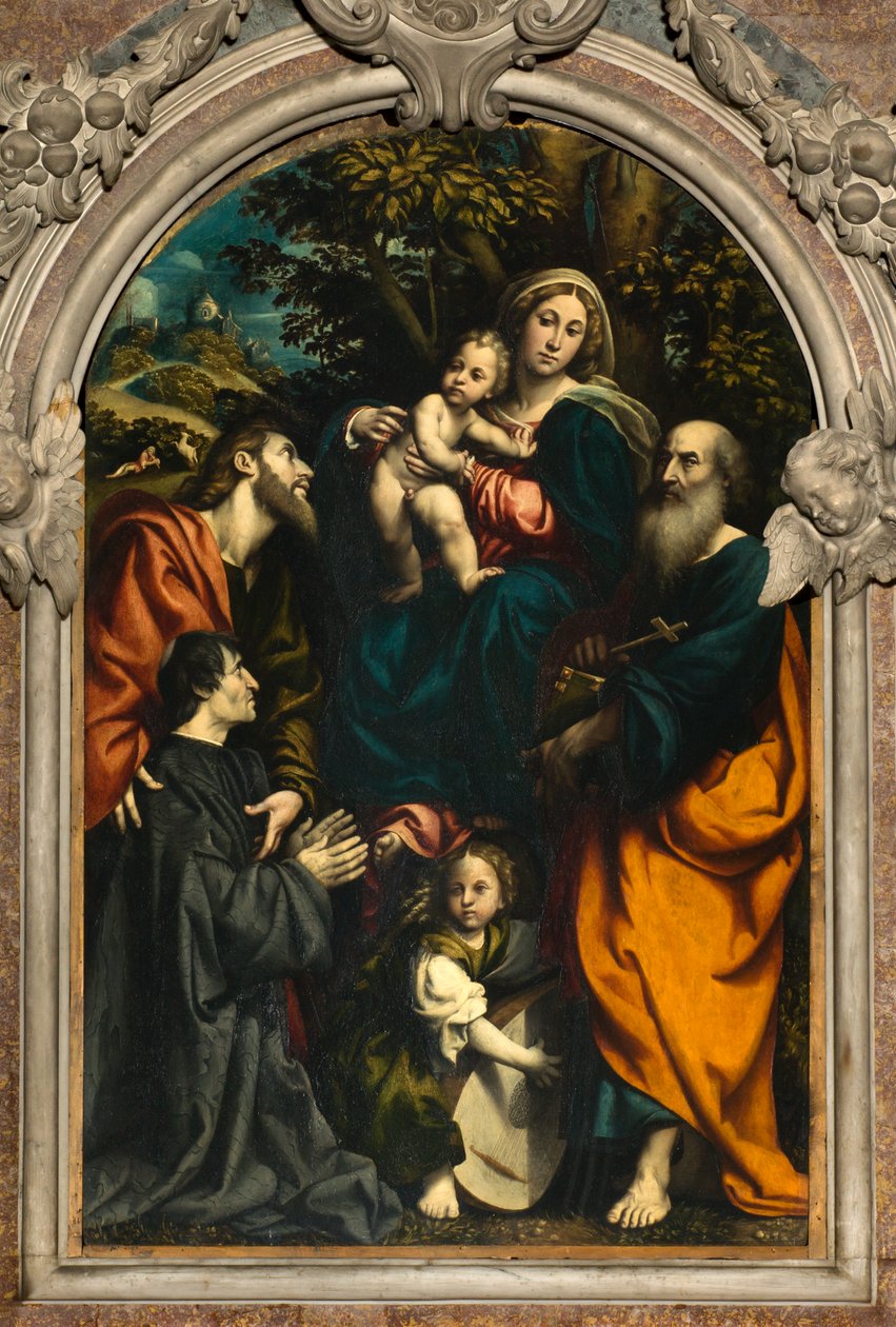 Altar de Santa Catarina, Nossa Senhora e Criança entre os Santos Filipe e Tiago e o doador Giacomo Schizzi de Giovanni Antonio Pordenone