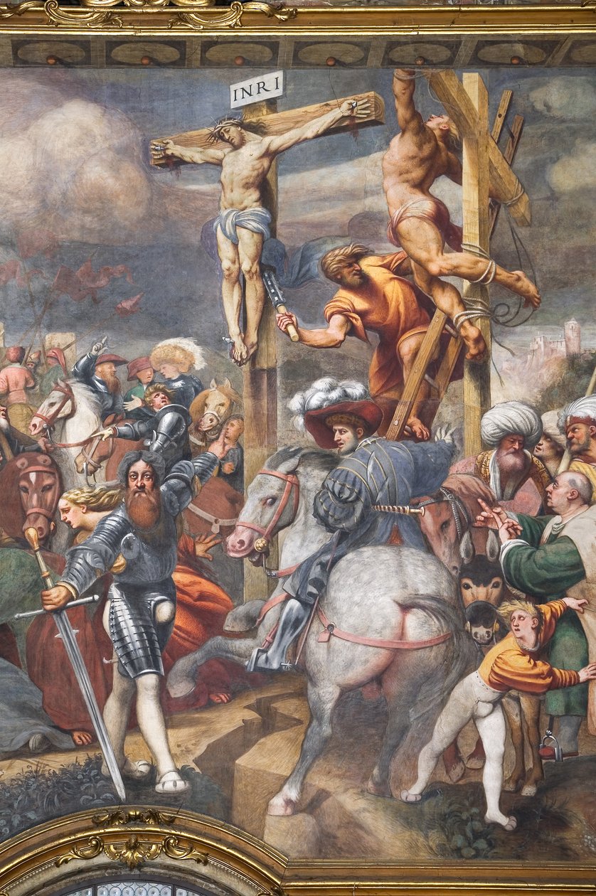 Crucificação, detalhe de 2562703 e 2562705 de Giovanni Antonio Pordenone