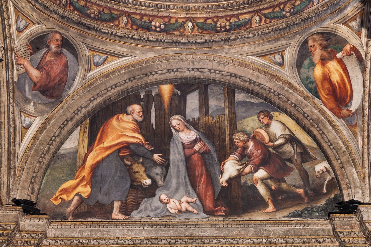 Lunette representando a Adoração dos Pastores de Giovanni Antonio Pordenone