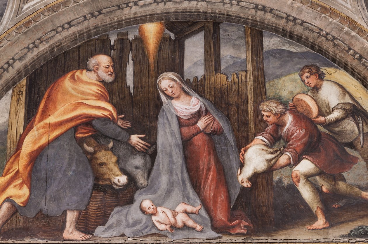 Lunette retratando a Adoração dos Pastores de Giovanni Antonio Pordenone