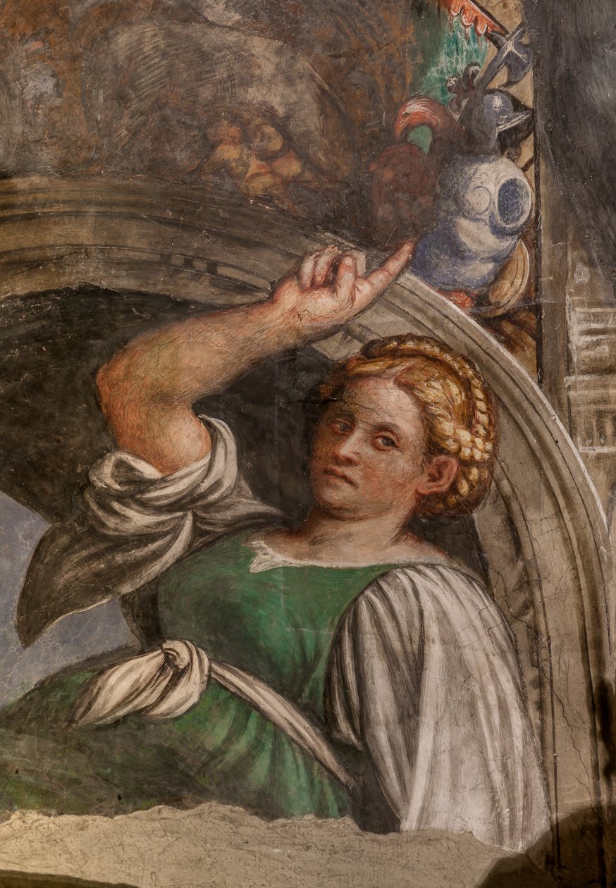Luneta representando uma sibila, afresco de c.1529) (detalhe de 3601435) de Giovanni Antonio Pordenone