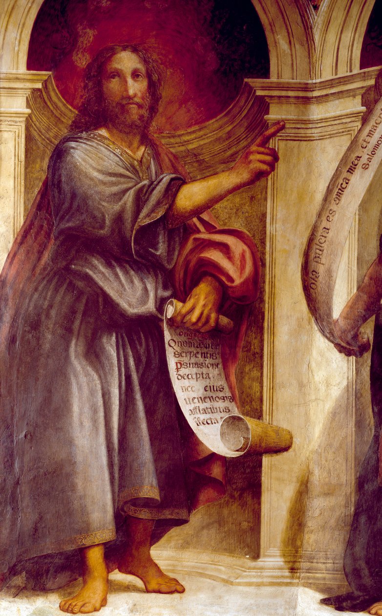 O Profeta Isaías, detalhe da Capela de Santa Ana, Igreja da Anunciação, Cortemaggiore, Itália de Giovanni Antonio Pordenone