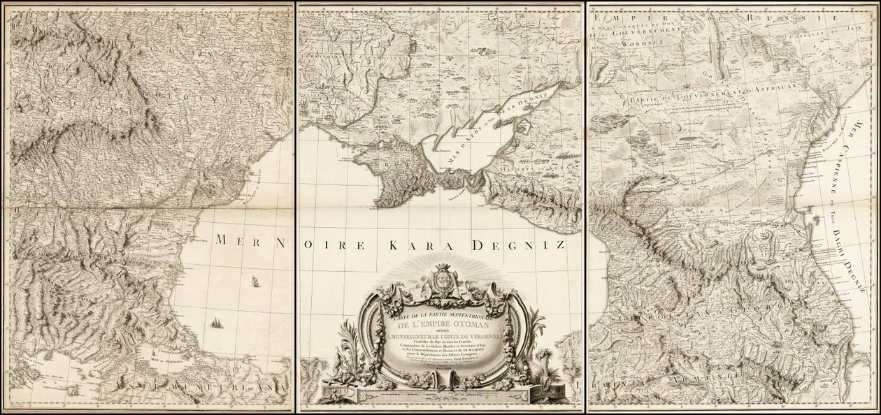 Mapa de 1774 do Mar Negro com as partes adjacentes dos Impérios Turco e Russo de Giovanni Antonio Rizzi Zannoni