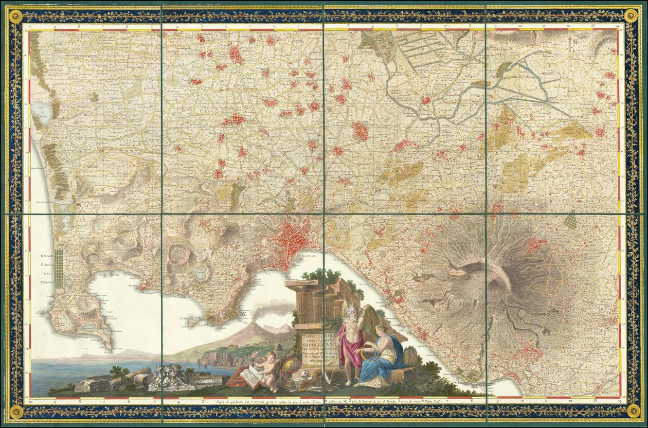 Mapa de 1793 dos arredores de Nápoles de Giovanni Antonio Rizzi Zannoni