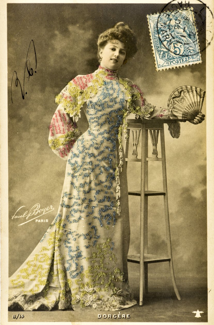 Cartão postal: Retrato de Arlette Dorgere/Nee Anna Mathilde Irma Jouve (1880 - 1965), comediante, dançarina e cantora de Phillipe de Marlier