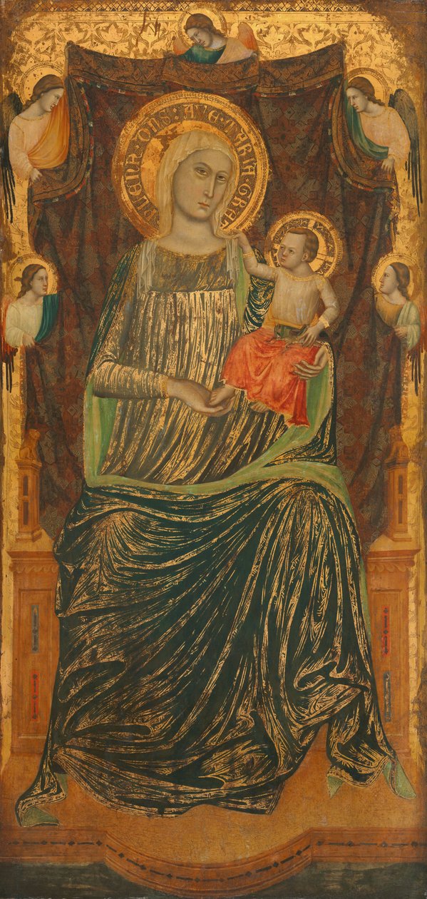 Madonna e criança com cinco anjos de Giovanni Baronzio
