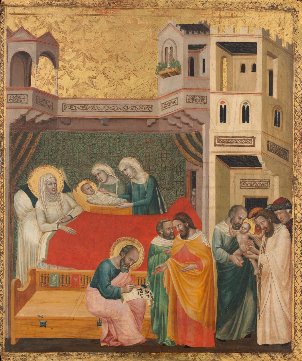 O nascimento, nomeação e circuncisão de São João Batista, c. 1335. de Giovanni Baronzio