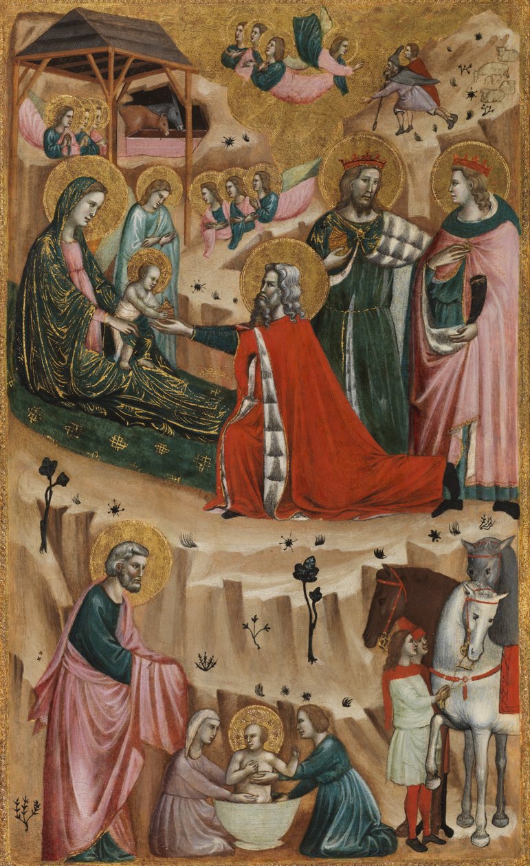 Natividade e adoração dos Reis Magos, 1325-50 de Giovanni Baronzio da Rimini