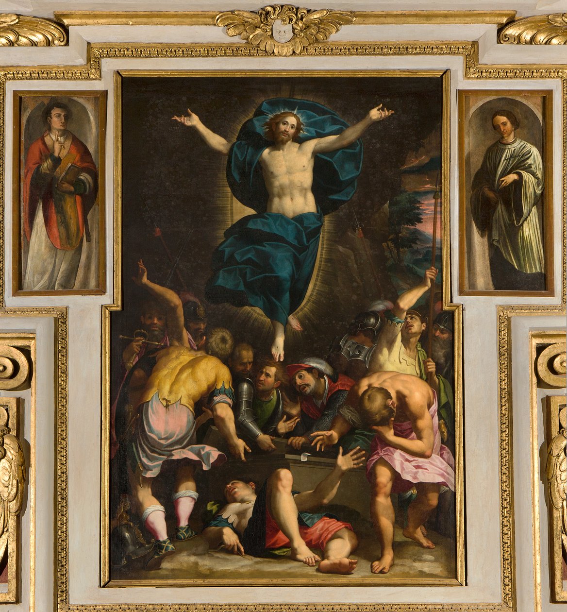 Capela de Nossa Senhora do Povo, segundo vão do lado sul, Giovan Battista Trotti chamado Malosso, Ressurreição 1594 de Giovanni Battista Trotti
