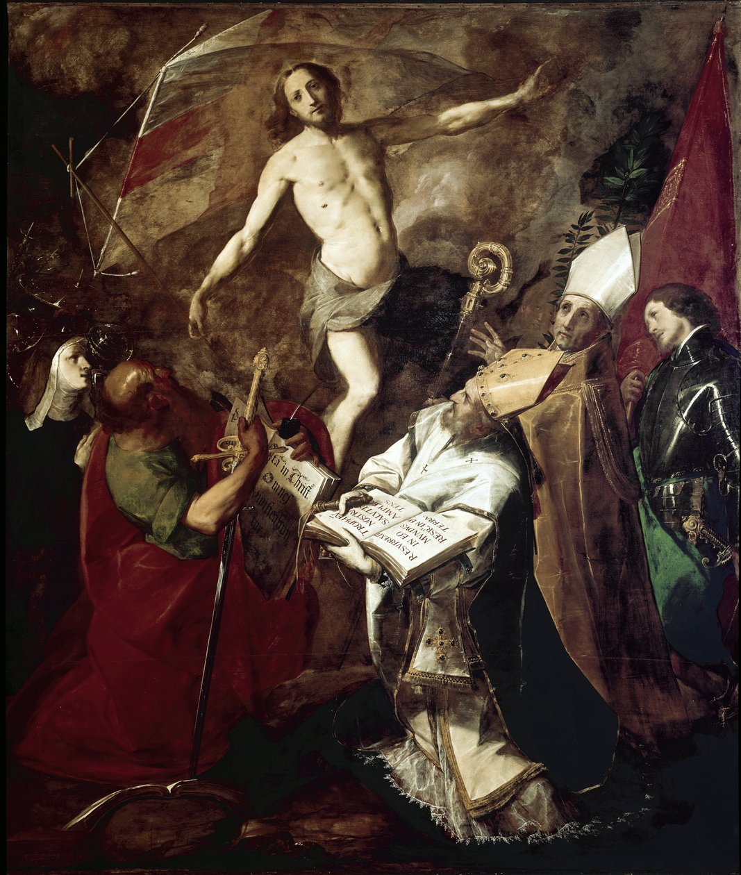 A ressurreição com os santos (óleo sobre tela de Giovanni Battista  Crespi